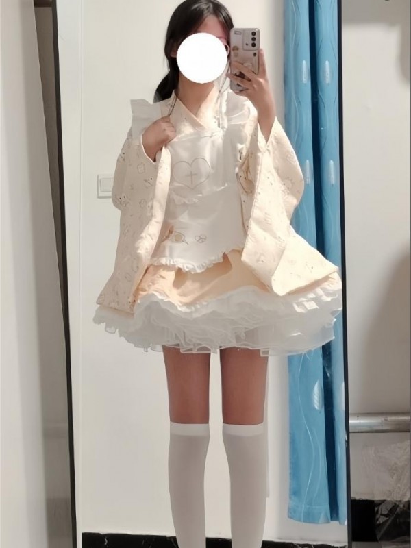 【Pray cat】~Lolita~Japanese-style Long and short Maid dress 【Pray cat】~Lolita~Japanese-style Long and short Maid dress