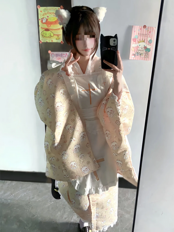 【Pray cat】~Lolita~Japanese-style Long and short Maid dress 【Pray cat】~Lolita~Japanese-style Long and short Maid dress