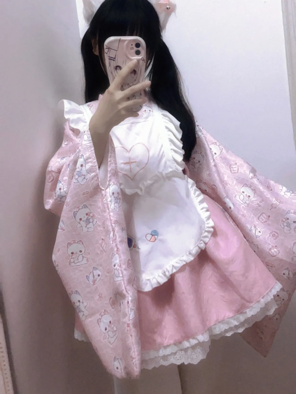 【Pray cat】~Lolita~Japanese-style Long and short Maid dress 【Pray cat】~Lolita~Japanese-style Long and short Maid dress