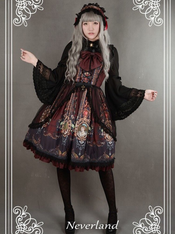 Rococo Story Retro Palace Print JSK Lolita Jumperskirt