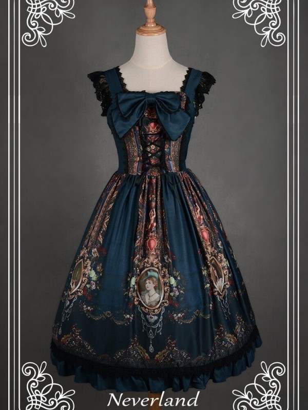 Rococo Story Retro Palace Print JSK Lolita Jumperskirt