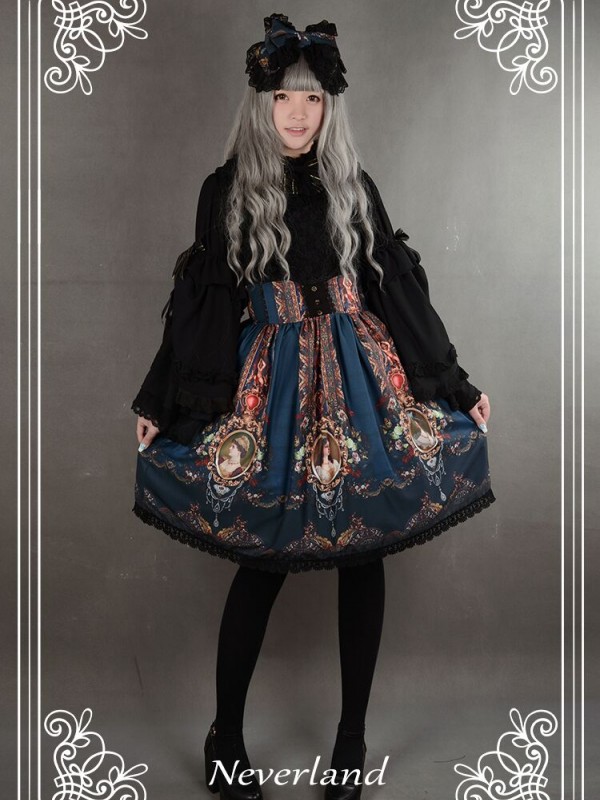 Vintage Palace Print Rococo Story Lolita Skirt