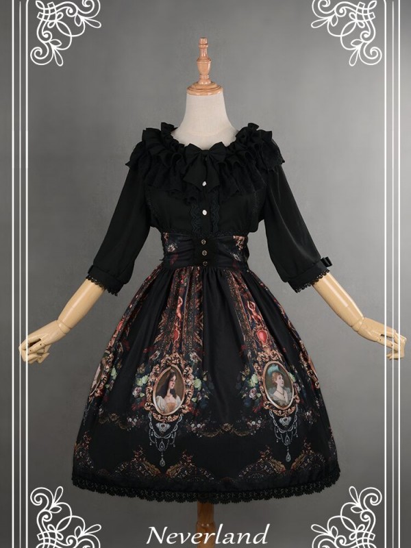 Vintage Palace Print Rococo Story Lolita Skirt
