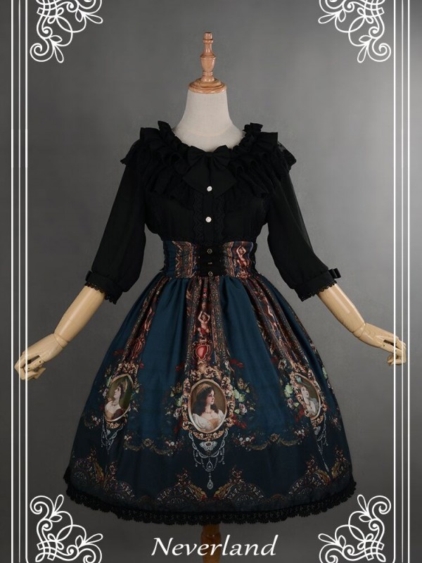 Vintage Palace Print Rococo Story Lolita Skirt