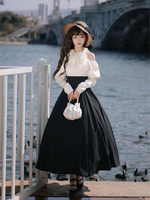 【Rome Holiday】~lolita~Long sleeve Big hemline ONE-PIECE~Spring models 【Rome Holiday】~lolita~Long sleeve Big hemline ONE-PIECE~Spring models