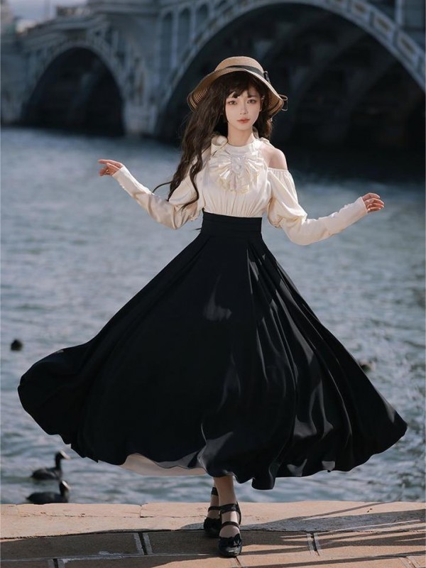 【Rome Holiday】~lolita~Long sleeve Big hemline ONE-PIECE~Spring models 【Rome Holiday】~lolita~Long sleeve Big hemline ONE-PIECE~Spring models