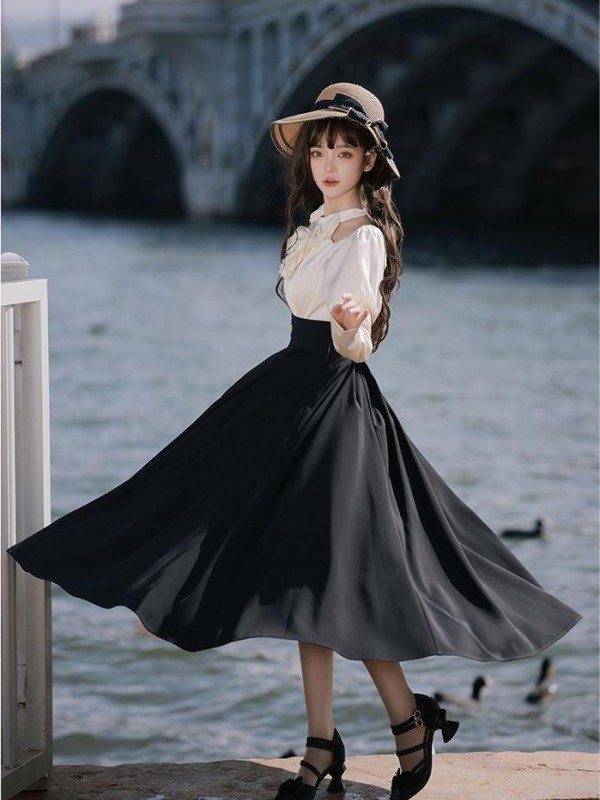 【Rome Holiday】~lolita~Long sleeve Big hemline ONE-PIECE~Spring models 【Rome Holiday】~lolita~Long sleeve Big hemline ONE-PIECE~Spring models