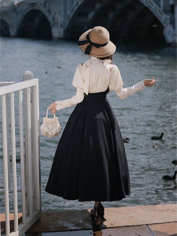 【Rome Holiday】~lolita~Long sleeve Big hemline ONE-PIECE~Spring models 【Rome Holiday】~lolita~Long sleeve Big hemline ONE-PIECE~Spring models