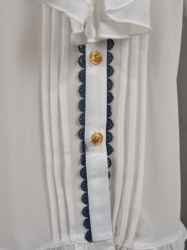 Sailor Collar Chiffon Short Sleeve Blouse 