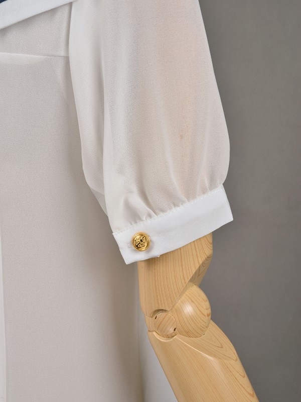 Sailor Collar Chiffon Short Sleeve Blouse 