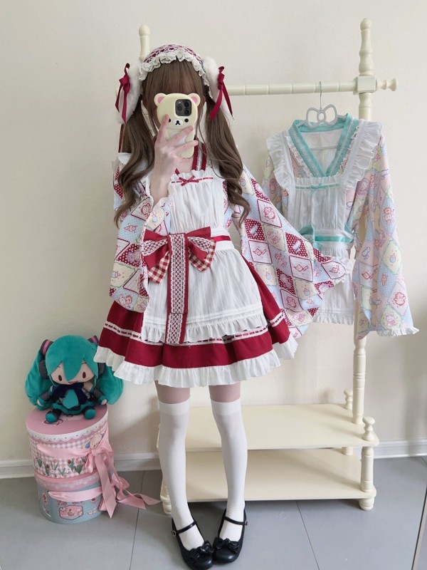 【Showa Sweet pet】~lolita~Red dress cute 【Showa Sweet pet】~lolita~Red dress cute