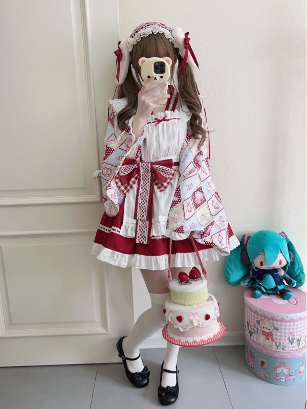 【Showa Sweet pet】~lolita~Red dress cute 【Showa Sweet pet】~lolita~Red dress cute