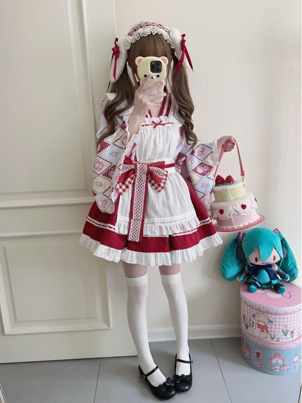 【Showa Sweet pet】~lolita~Red dress cute 【Showa Sweet pet】~lolita~Red dress cute