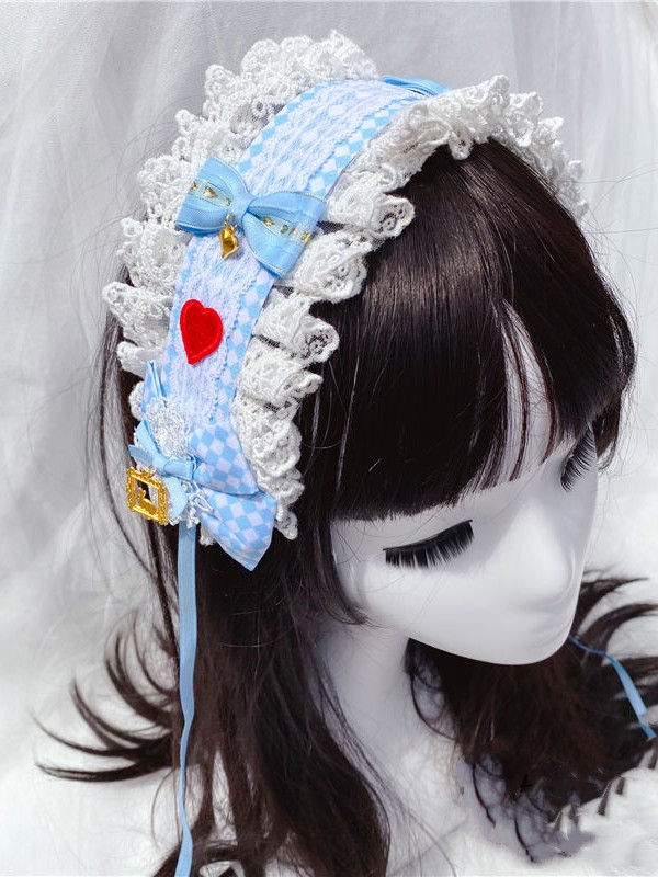 Sky Blue Grid Lolita Hair Band Sky Blue Grid Lolita Hair Band