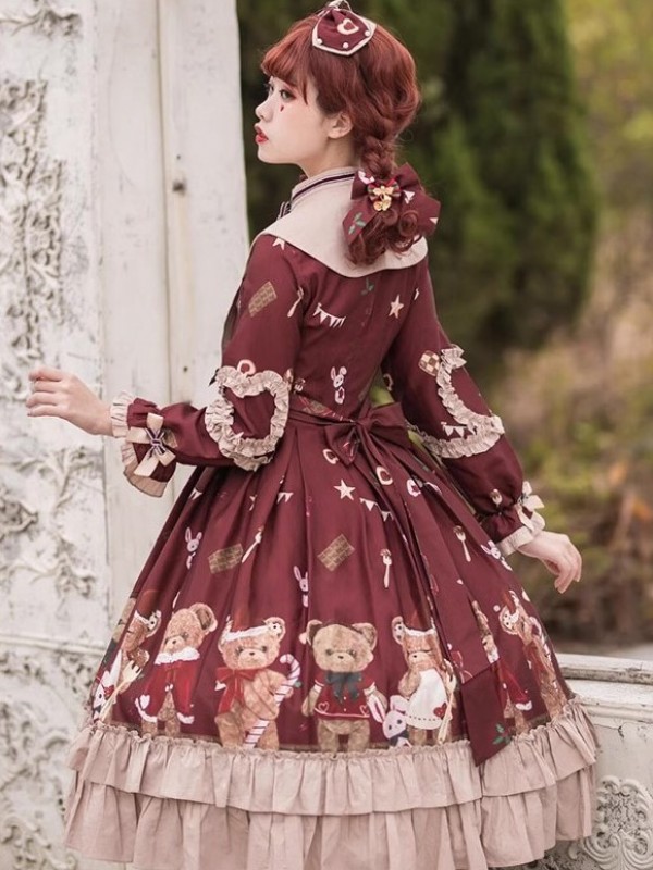 Aurorakiss original lolita long-sleeved OP spring and summer girl sweetheart dress Lolita spot dress Aurorakiss original lolita long-sleeved OP spring and summer girl sweetheart dress Lolita spot dress