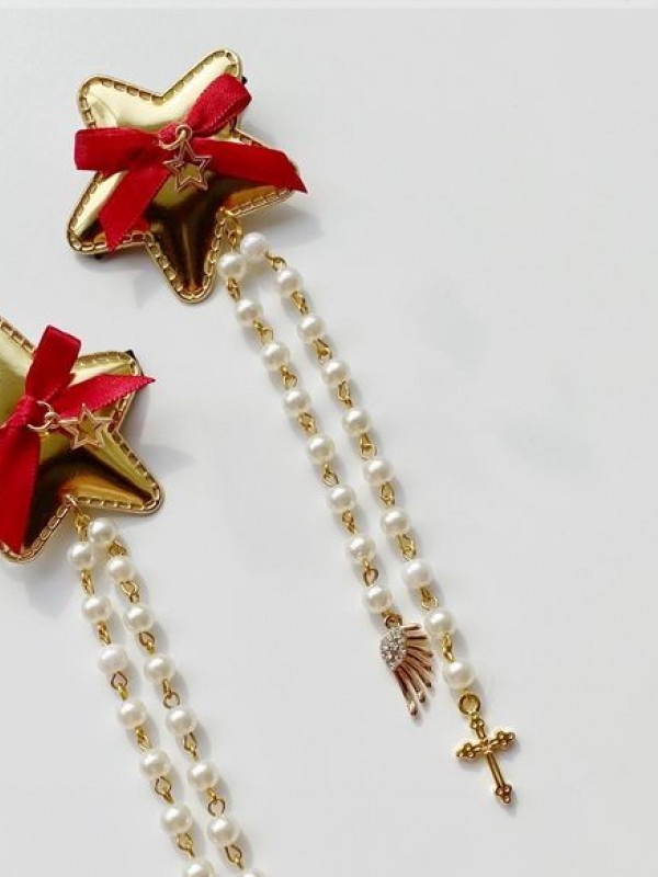 Star Faux Pearl Chain Hair Clips Star Faux Pearl Chain Hair Clips