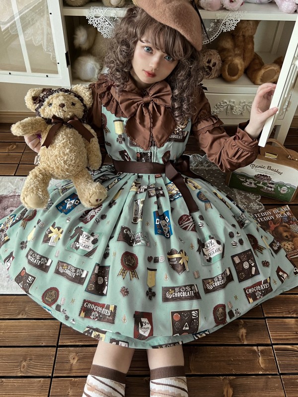 Star Warm Original Lolita Retro Chocolate JSK Star Warm Original Lolita Retro Chocolate JSK