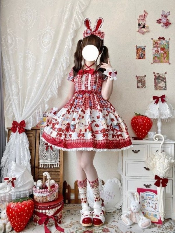 【Strawberry rabbit】~Lolita dress~Summer bubble sleeve 【Strawberry rabbit】~Lolita dress~Summer bubble sleeve