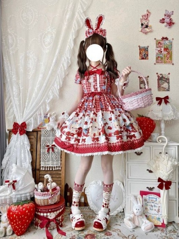 【Strawberry rabbit】~Lolita dress~Summer bubble sleeve 【Strawberry rabbit】~Lolita dress~Summer bubble sleeve