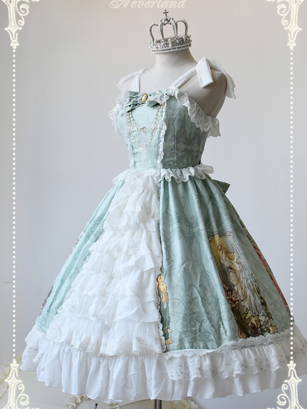 Sweet Summer Maidens Printed Ruffle Lolita Jumperskirt