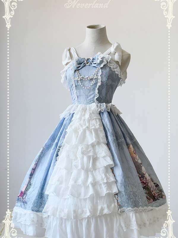 Sweet Summer Maidens Printed Ruffle Lolita Jumperskirt