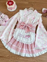 【Summer cute Cat】~Lolita~Pink Japanesestyle Maid Dress 【Summer cute Cat】~Lolita~Pink Japanesestyle Maid Dress