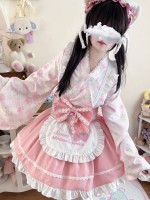 【Summer cute Cat】~Lolita~Pink Japanesestyle Maid Dress 【Summer cute Cat】~Lolita~Pink Japanesestyle Maid Dress