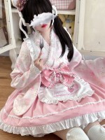 【Summer cute Cat】~Lolita~Pink Japanesestyle Maid Dress 【Summer cute Cat】~Lolita~Pink Japanesestyle Maid Dress