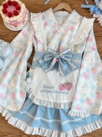 【Summer cute Cat】~Lolita~Blue Japanesestyle Maid Dress 【Summer cute Cat】~Lolita~Blue Japanesestyle Maid Dress