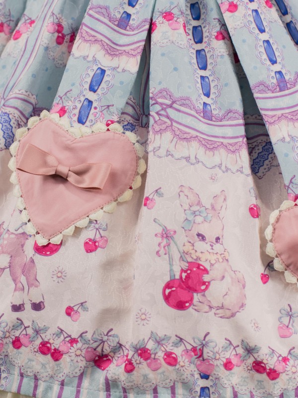 Sweet Cherry Print JSK Bow Belt Jumperskirt