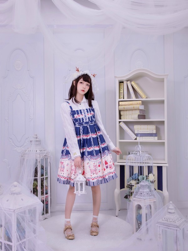 Sweet Cherry Deer Print Special Lolita Jumperskirt