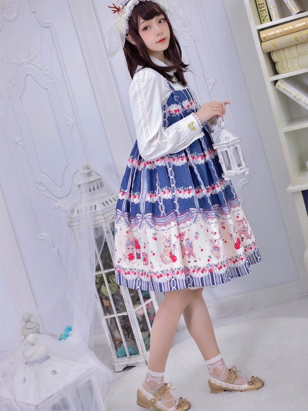 Sweet Cherry Deer Print Special Lolita Jumperskirt