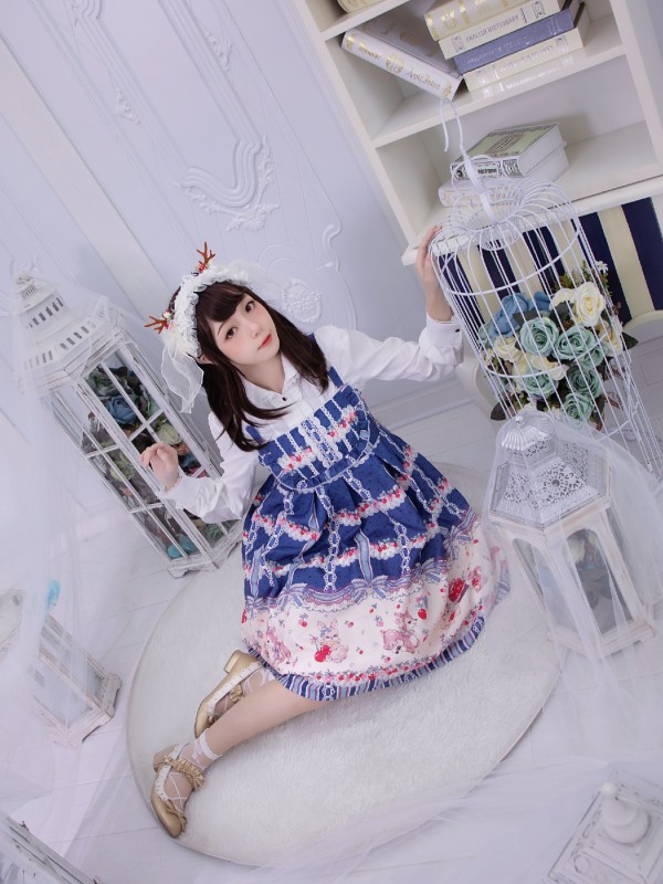 Sweet Cherry Deer Print Special Lolita Jumperskirt