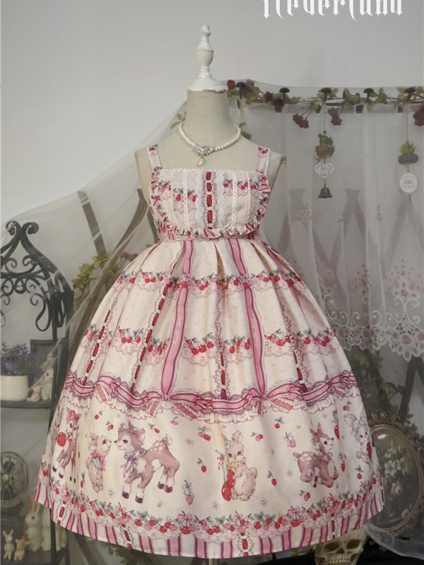 Sweet Cherry Deer Print Special Lolita Jumperskirt