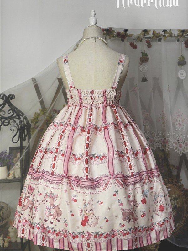Sweet Cherry Deer Print Special Lolita Jumperskirt