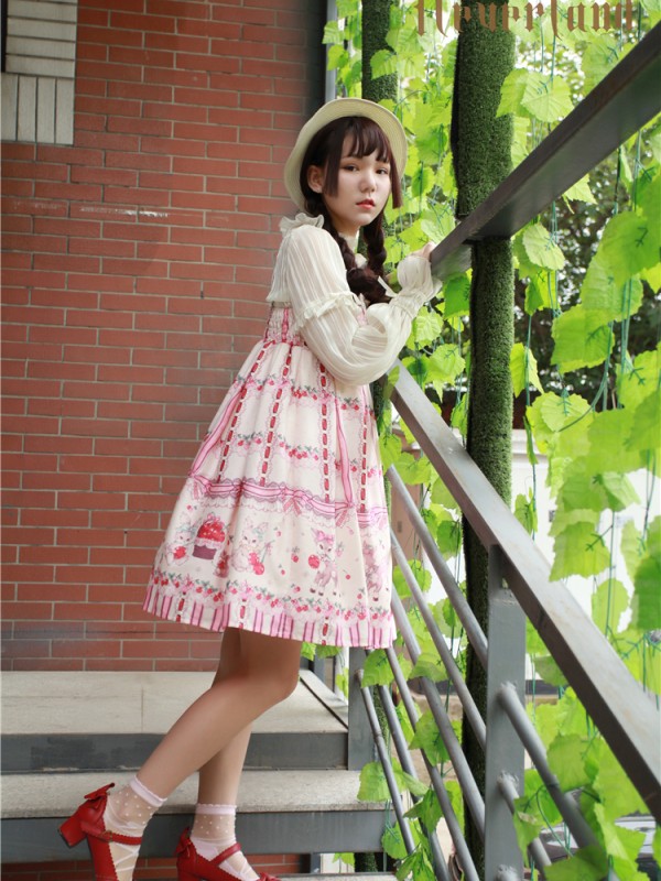 Sweet Cherry Deer Print Special Lolita Jumperskirt