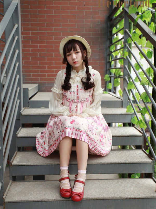 Sweet Cherry Deer Print Special Lolita Jumperskirt