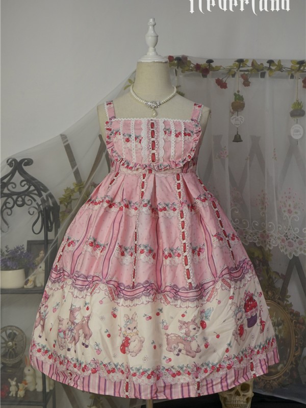 Sweet Cherry Deer Print Special Lolita Jumperskirt