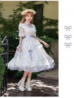【The inflorescence of Letter and poem】~lolita~Cherry Butterfly Print ONE-PIECE~Chiffon Princess Dress 【The inflorescence of Letter and poem】~lolita~Cherry Butterfly Print ONE-PIECE~Chiffon Princess Dress