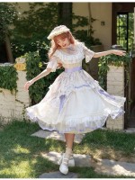 【The inflorescence of Letter and poem】~lolita~Cherry Butterfly Print ONE-PIECE~Chiffon Princess Dress 【The inflorescence of Letter and poem】~lolita~Cherry Butterfly Print ONE-PIECE~Chiffon Princess Dress