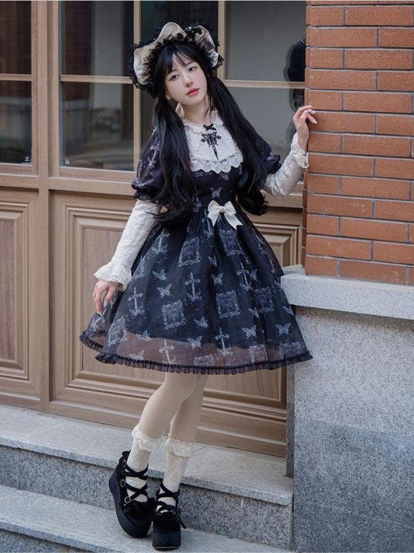 【Twilight Butterfly】~Natural fluffy Onepiece~Embroidery and printing Dismantling sleeve~Four seasons 【Twilight Butterfly】~Natural fluffy Onepiece~Embroidery and printing Dismantling sleeve~Four seasons