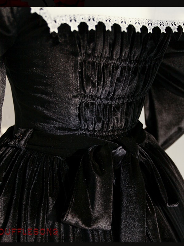 Velvet Nun Detachable Collar One-piece 
