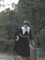 Velvet Nun Detachable Collar One-piece 