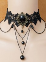 Vintage Fringe Black Lace Choker