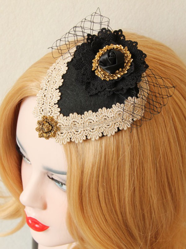 Vintage Tulle Bowknot Lady Mini Top Hat Vintage Tulle Bowknot Lady Mini Top Hat