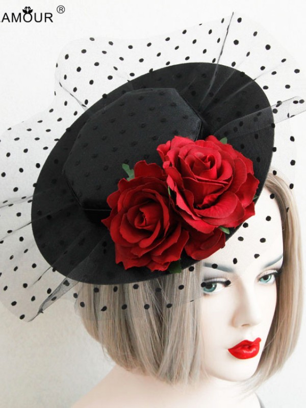 Vintage Tulle Flower Mini Top Hat Vintage Tulle Flower Mini Top Hat