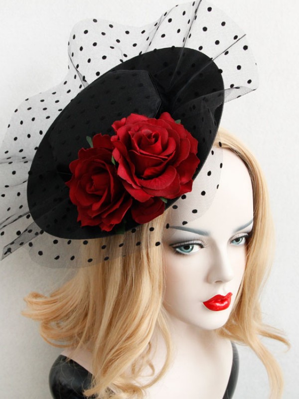 Vintage Tulle Flower Mini Top Hat Vintage Tulle Flower Mini Top Hat