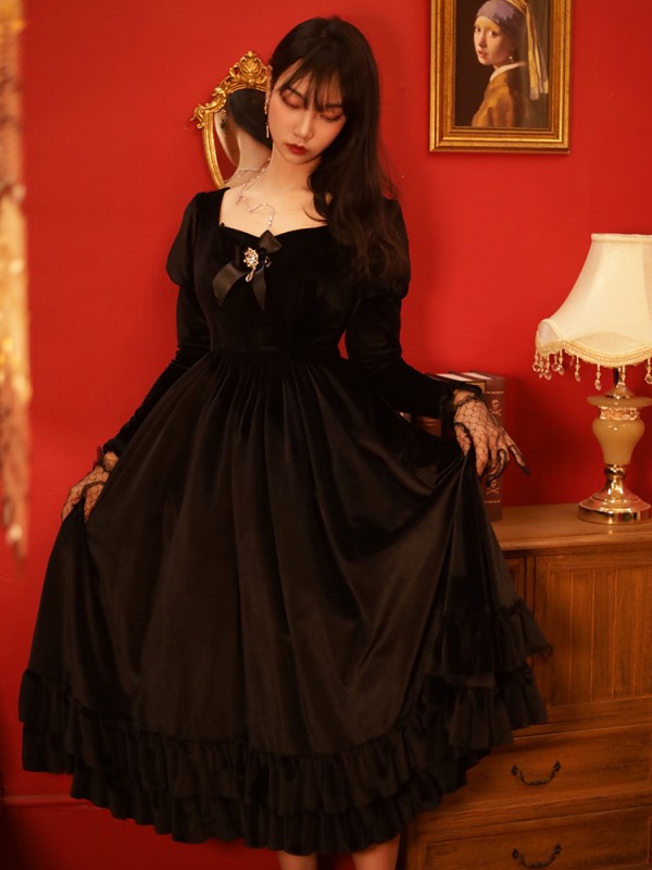 Vivian Velvet Long Sleeve One-piece 