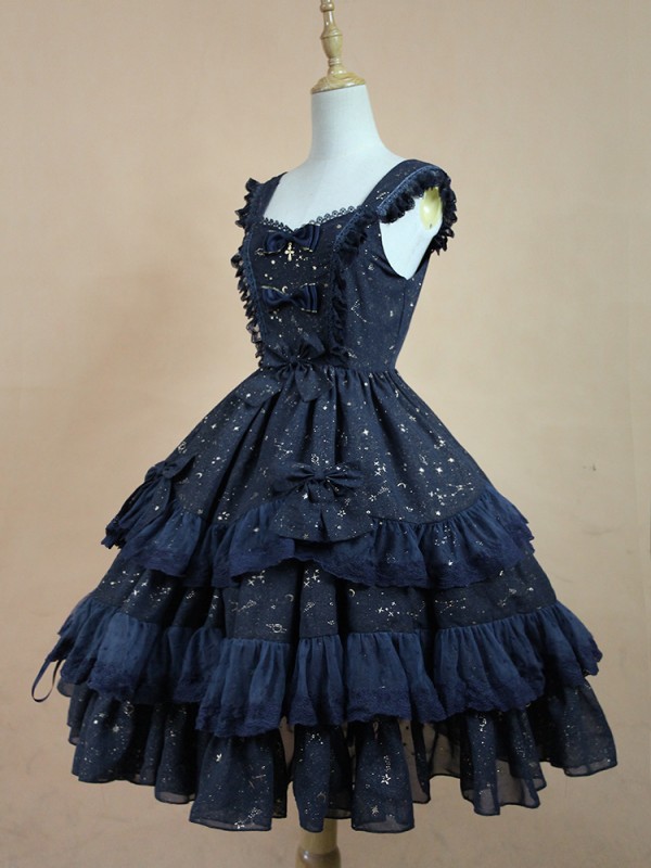 Sweet Retro Chiffon Dress JSK Multi-layered Lolita Jumperskirt Sweet Retro Chiffon Dress JSK Multi-layered Lolita Jumperskirt