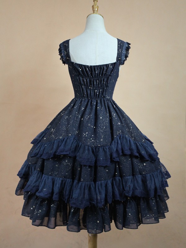 Sweet Retro Chiffon Dress JSK Multi-layered Lolita Jumperskirt Sweet Retro Chiffon Dress JSK Multi-layered Lolita Jumperskirt